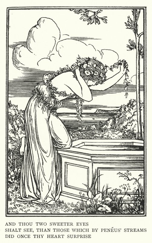 Og du to sødere øjne, skal se, end de, der ved Peneus-strømme, engang overraskede dit hjerte (litho) af Robert Anning Bell