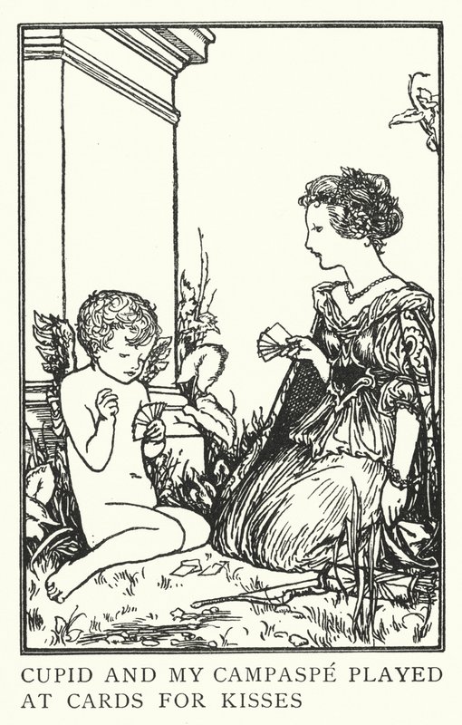 Amor og min Campaspe spillede kort for kys (litho) af Robert Anning Bell