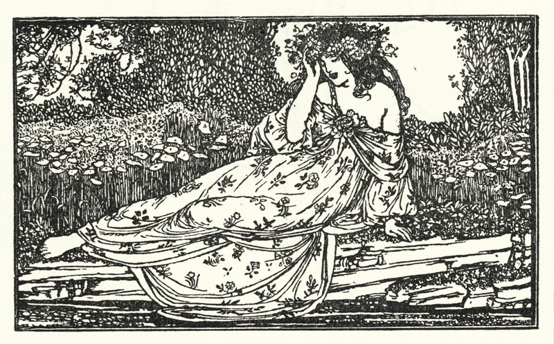 Illustration til digte af John Keats: Fragment of an Ode to Maia (litho) af Robert Anning Bell