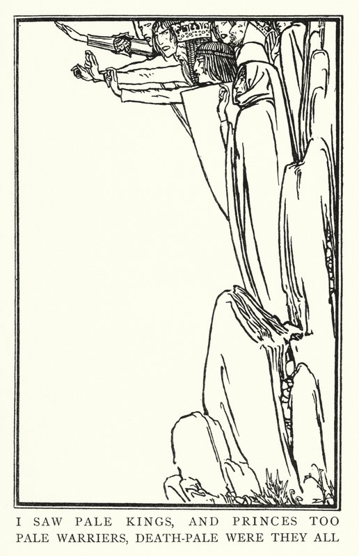 Illustration til digte af John Keats: La Belle Dame Sans Merci (litho) af Robert Anning Bell