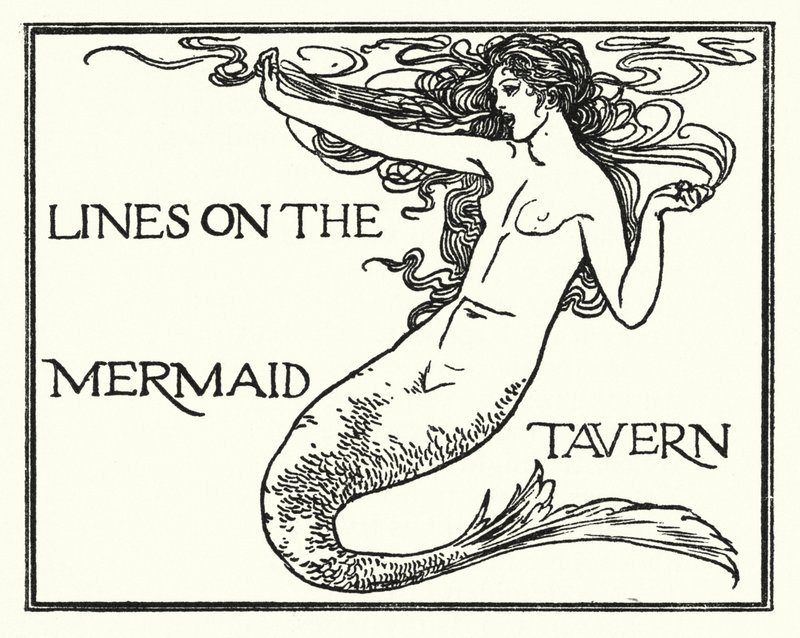 Illustration til digte af John Keats: Lines on the Mermaid Tavern (litho) af Robert Anning Bell