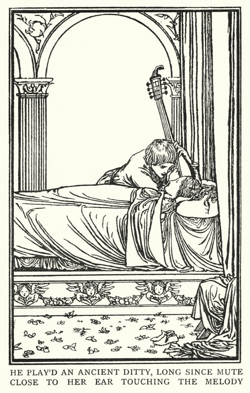 Illustration til digte af John Keats: The Eve of St Agnes (litho) af Robert Anning Bell