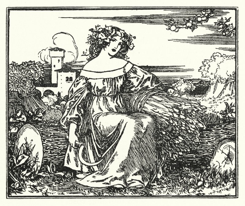 Illustration til digte af John Keats: To Autumn (litho) af Robert Anning Bell