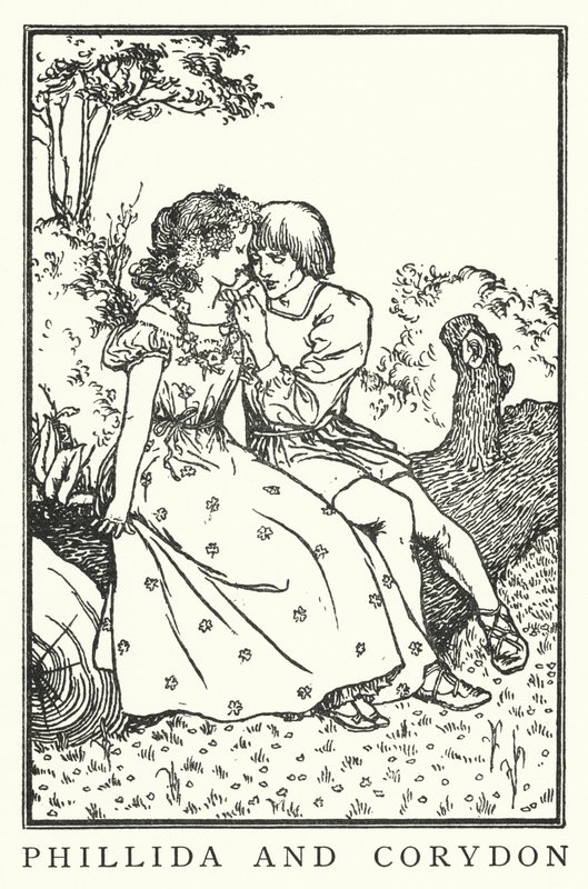 Phillida og Corydon (litho) af Robert Anning Bell