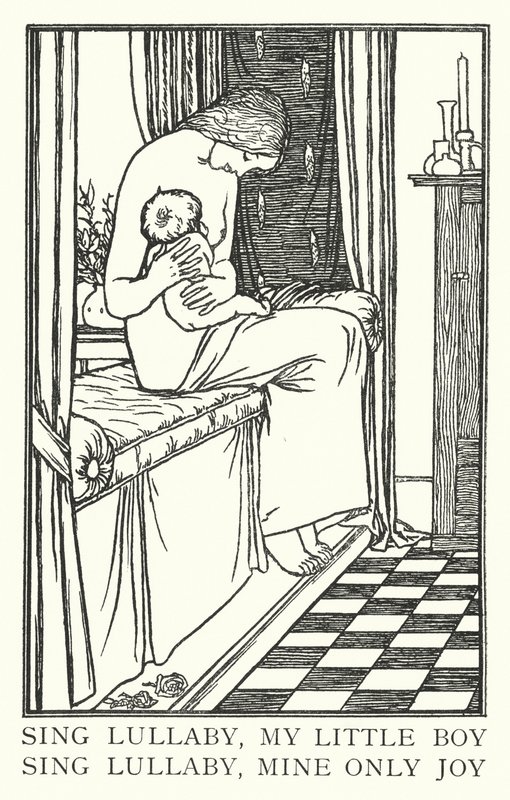 Syng vuggevise, min lille dreng, syng vuggevise, min eneste glæde (litho) af Robert Anning Bell