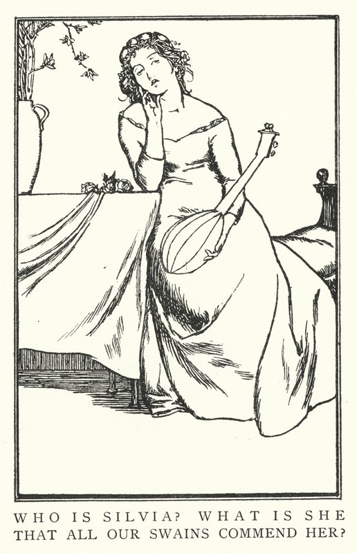 Hvem er Silvia? Hvad er hun, at alle vore svaner roser hende? (litho) af Robert Anning Bell