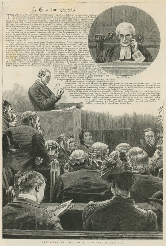 En sag for sagkyndige: Skitser i de kongelige domstole; med en vignet af hr. Justice Kay af Robert Barnes