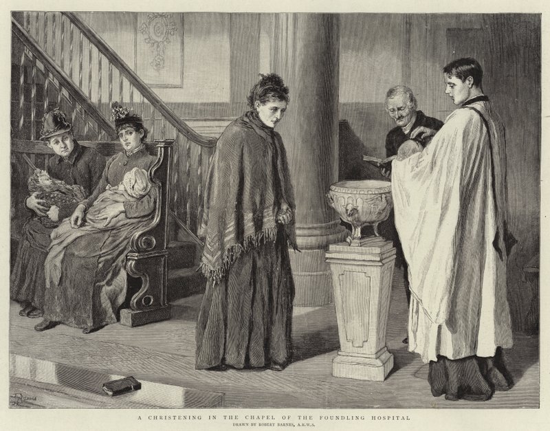 En dåb i kapellet på Foundling Hospital af Robert Barnes