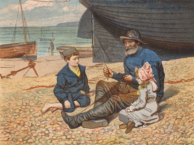 Jenkins fortalte Nora og Hugh om sin barndom (farvelitografi) af Robert Barnes