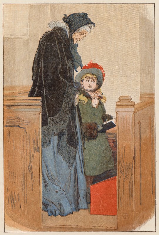 Maud stod ved sin bedstemors side (farvelitografi) af Robert Barnes
