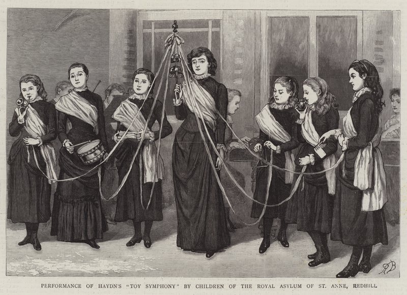 Opførelse af Haydns legetøjssymfoni af børn fra Royal Asylum of St Anne, Redhill af Robert Barnes