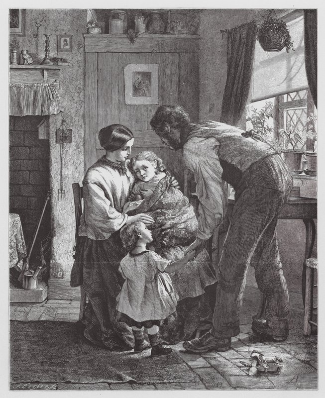 Det syge barn (kobberstik) af Robert Barnes