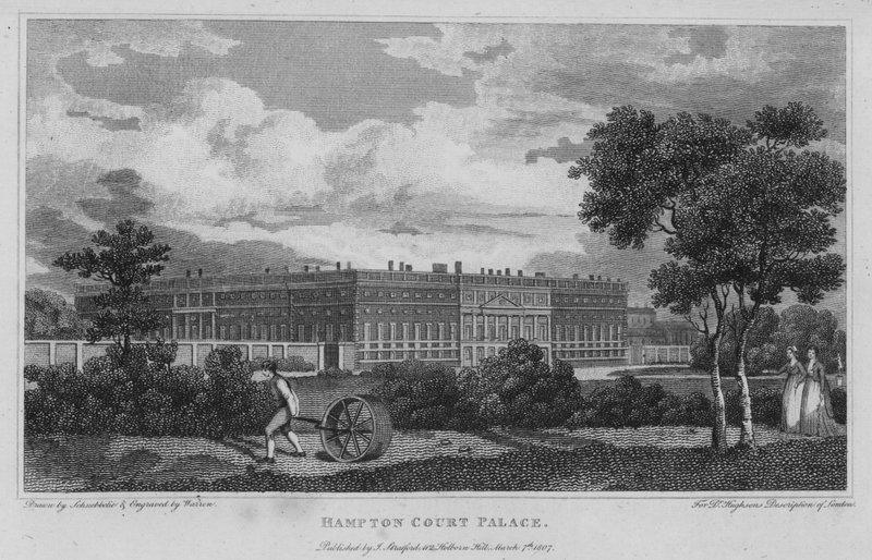 Hampton Court Palace (gravering) af Robert Blemell (after) Schnebbelie