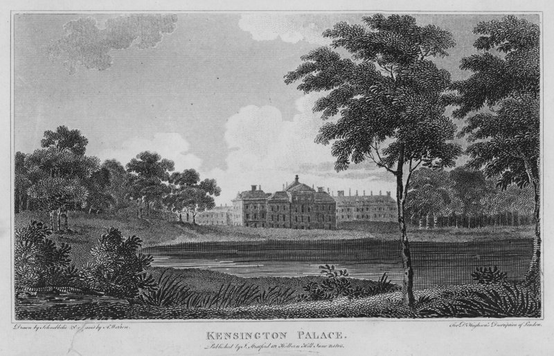 Kensington Palace (gravering) af Robert Blemell (after) Schnebbelie