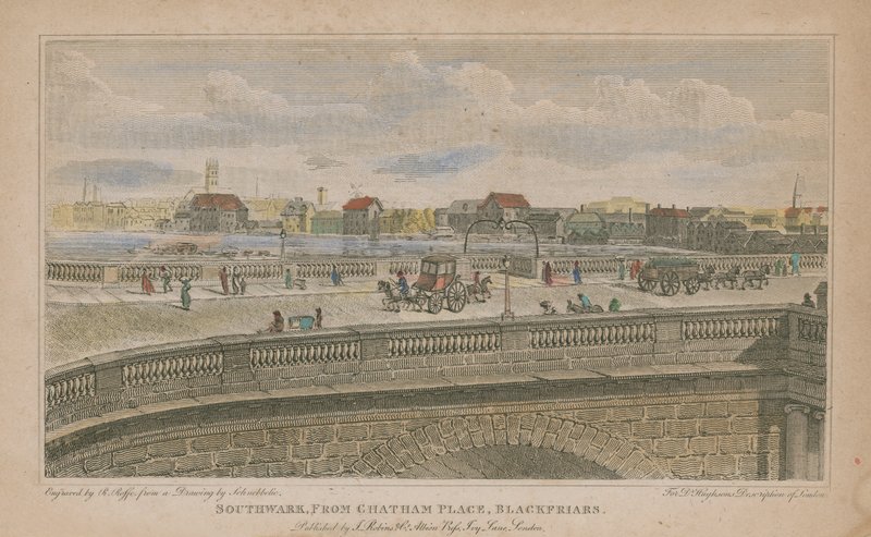 Southwark, fra Chatham Place, Blackfriars af Robert Blemell Schnebbelie