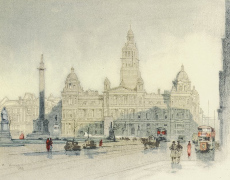 Glasgow: The City Chambers (farvelitografi) af Robert Eadie