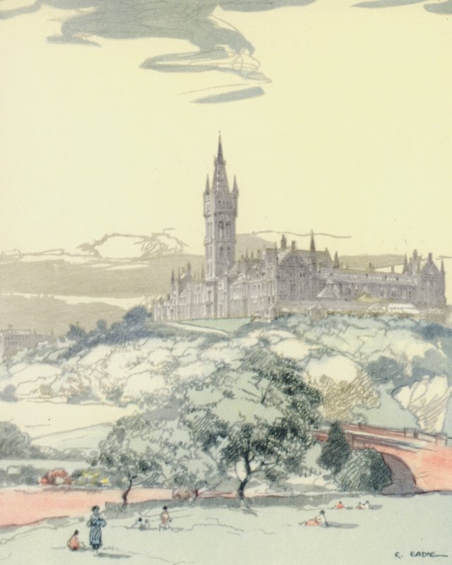 Glasgow: The University (farvelitografi) af Robert Eadie