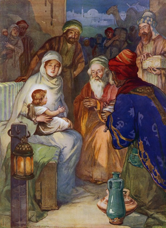 The Wise Men of the East (farve litho) af Robert Hope