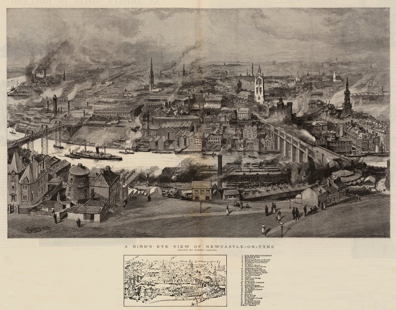 Et fugleperspektiv af Newcastle-on-Tyne af Robert Jobling