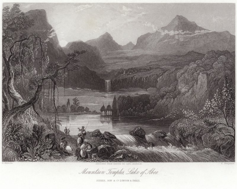 Bjergtempler ved Aboo-søen af Robert Melville Grindlay