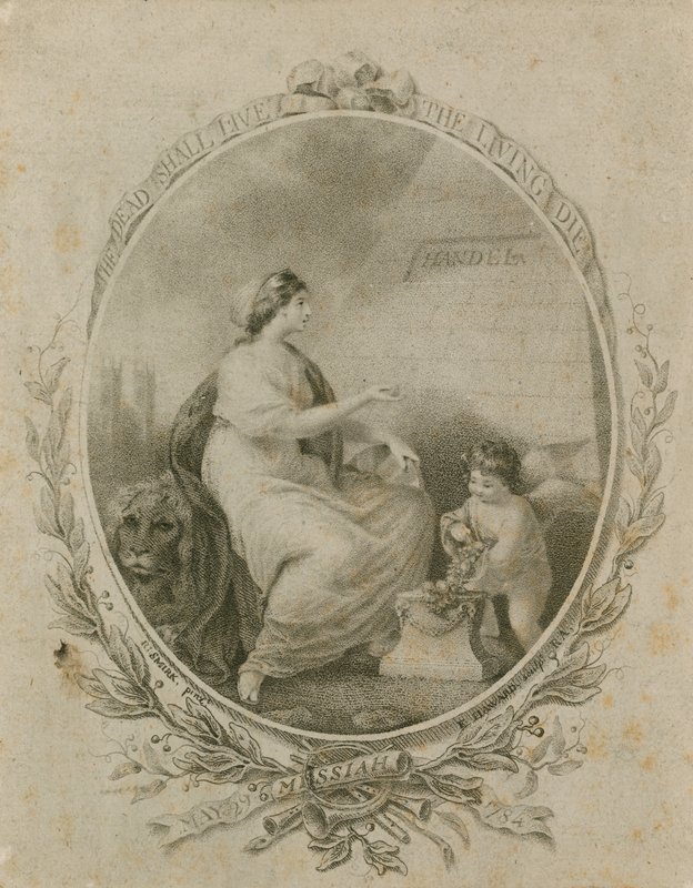 Promotion for en fremførelse af Händels Messias, Westminster Abbey, London, 29. maj 1784 af Robert Smirke