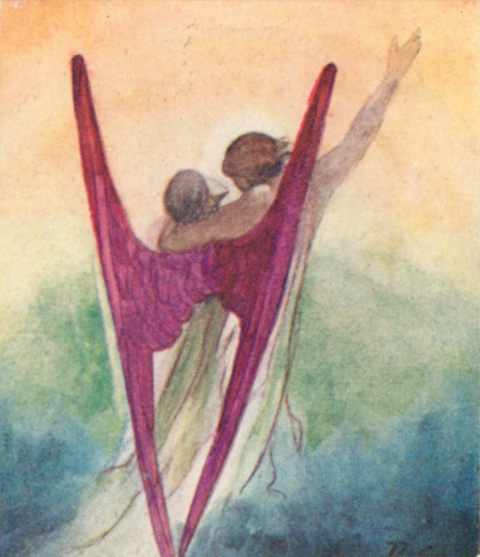 Illustration til The Dream of Gerontius af kardinal Newman (farve litho) af Robert Traill Rose