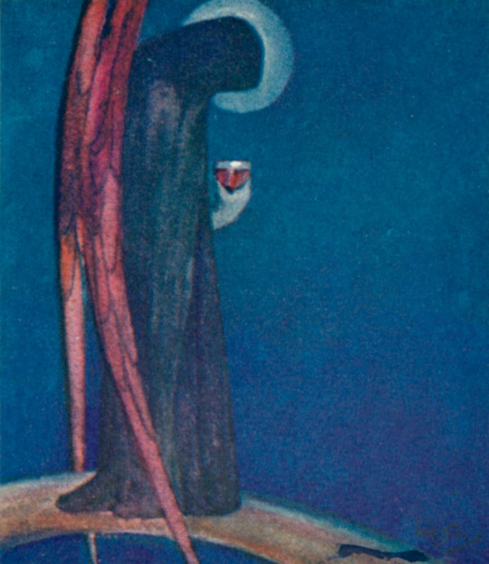 Illustration til The Dream of Gerontius af kardinal Newman (farve litho) af Robert Traill Rose