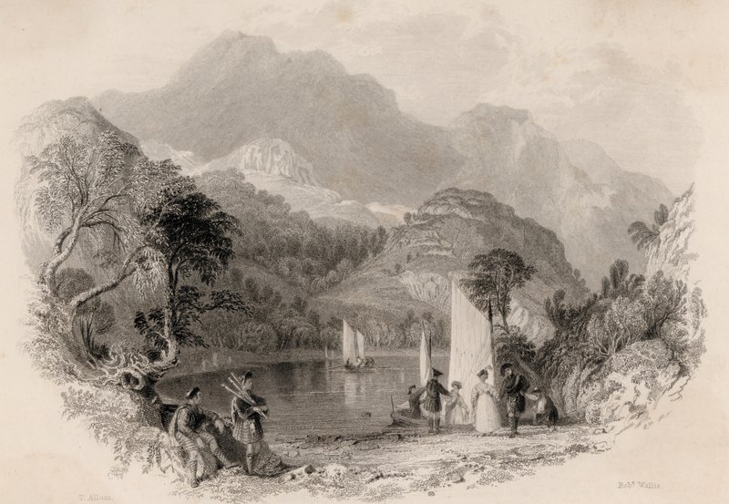 Pass of the Trossachs, Loch Katrine, Skotland (gravering) af Robert Wallis