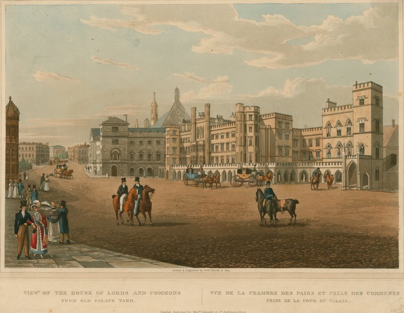 Udsigt over Houses of Lords and Commons fra Old Palace Yard af Robert the Elder and Younger Havell