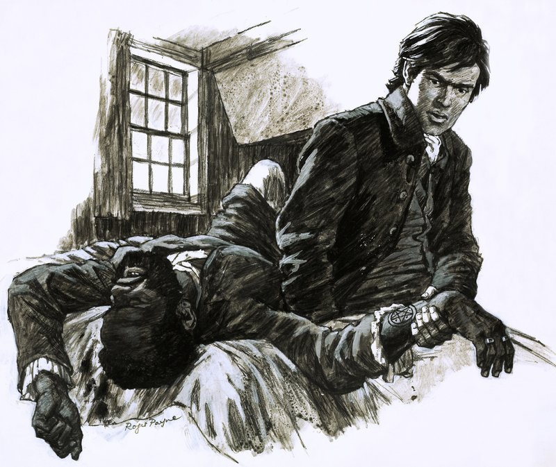 En ukendt fjende, illustration fra serien The Mark of the Pentagram af Roger Payne