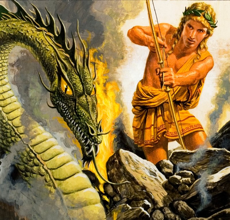 Apollon dræber Python af Roger Payne