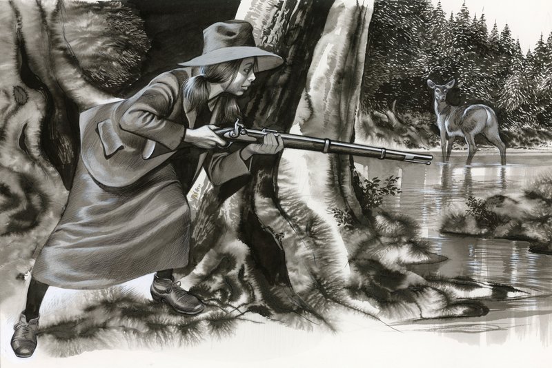 Annie Oakley skyder en buk af Ron Embleton