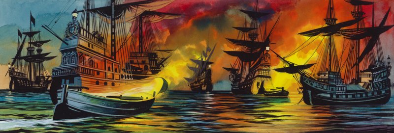 Nederlag for den spanske armada af Ron Embleton