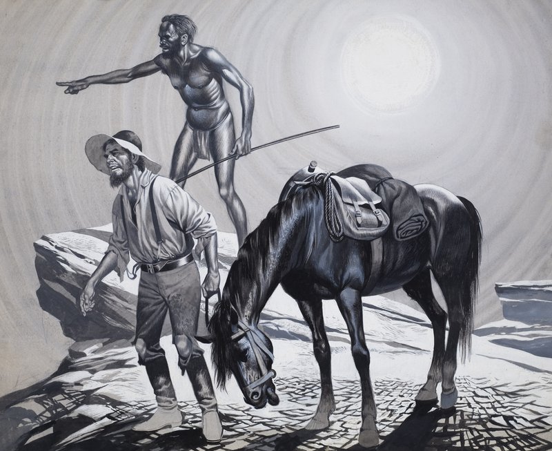 Edward Eyre (1815-1901) (gouache på papir) af Ron Embleton