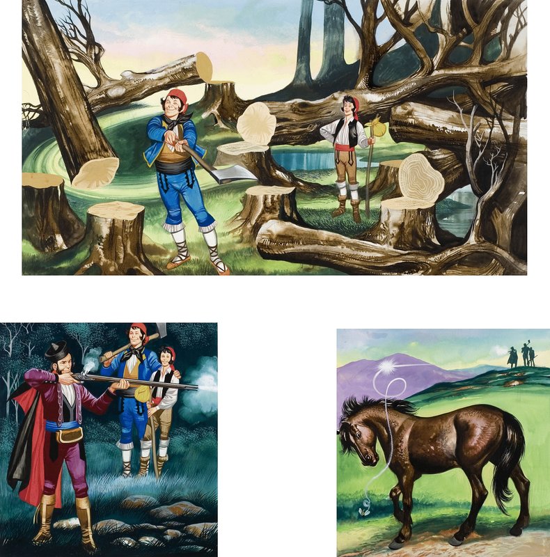 Illustrationer til Michael og de mægtige mænd af Ron Embleton