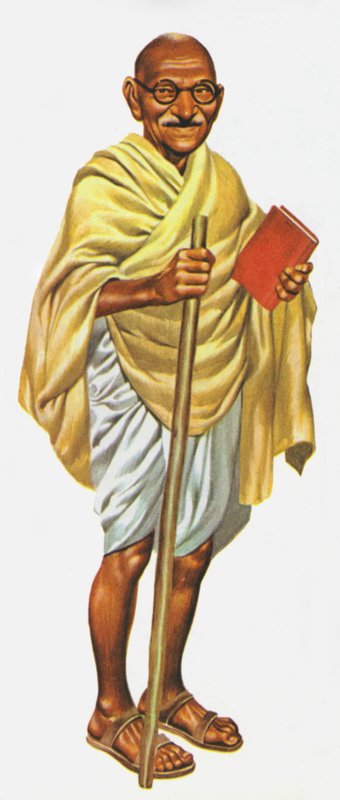 Mahatma Gandhi (farvelitografi) af Ron Embleton