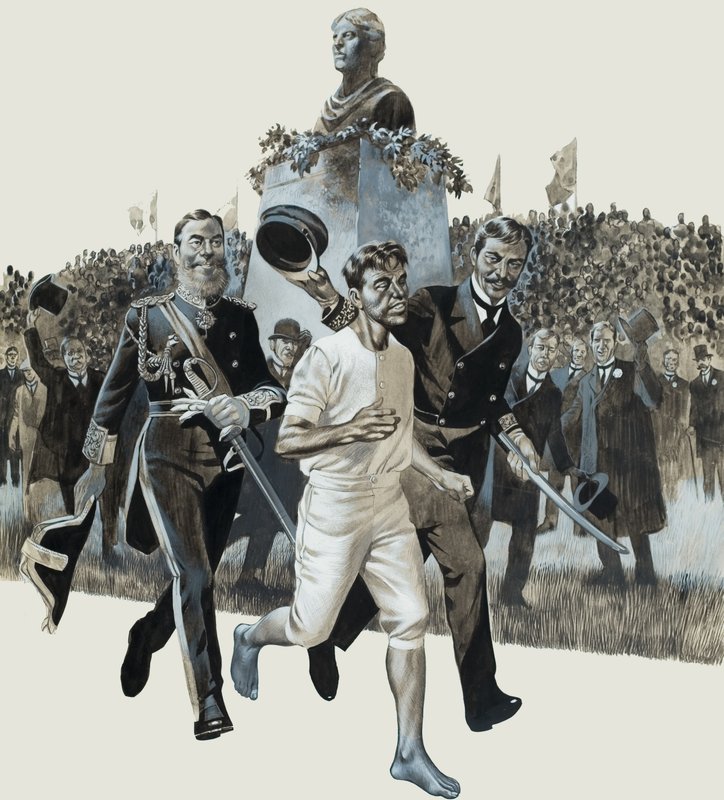 Spiridon Louis (gouache på papir) af Ron Embleton