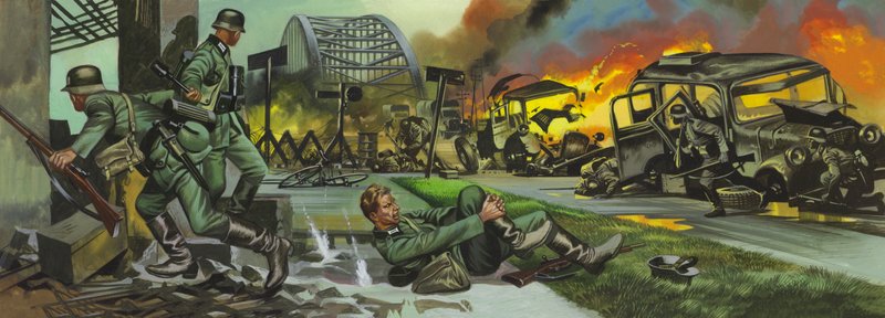 Slaget ved Arnhem (gouache på papir) af Ron Embleton