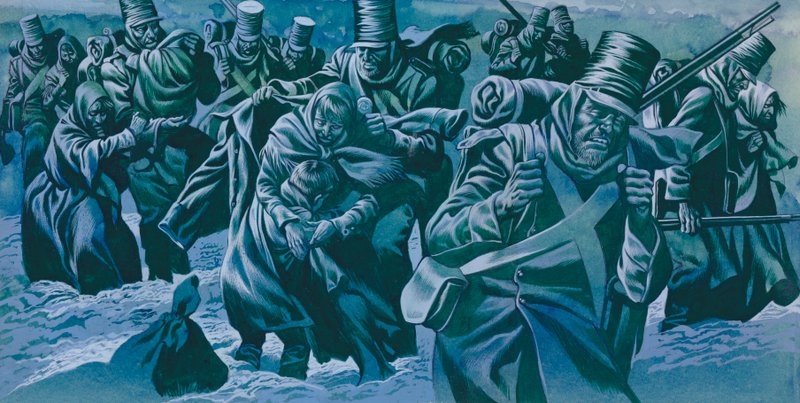 The Retreat to Corunna (gouache på papir) af Ron Embleton