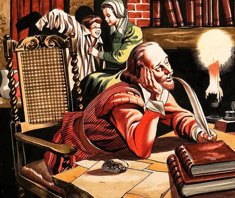 William Shakespeare skriver derhjemme af Ron Embleton