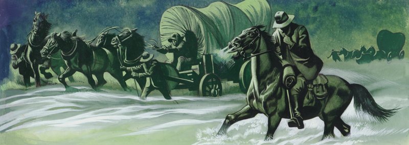 Vintervogntog (gouache på papir) af Ron Embleton