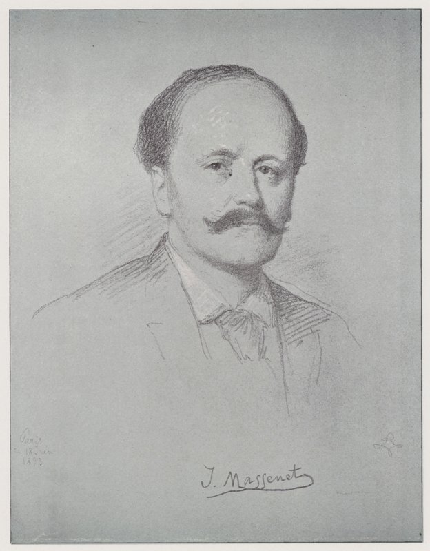 Jules Emile Frederic Massenet (litho) af Rudolf Lehmann