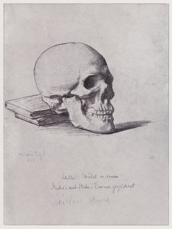 Schillers kranium (litho) af Rudolf Lehmann