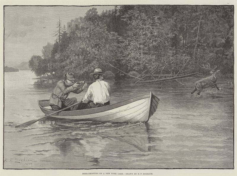 Hjorteskydning på en New York-sø af Rufus Fairchild Zogbaum