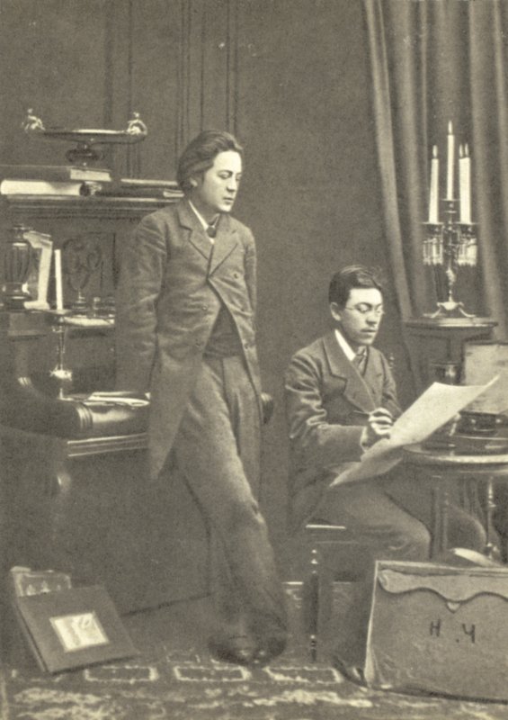 Anton Chekhov (til venstre) med sin bror Nikolay i Moskva af Russian Photographer