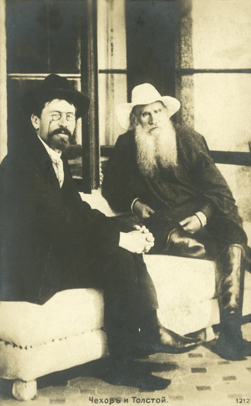 Anton Tjekhov og Leo Tolstoj ved Jalta, Krim, 1900 af Russian Photographer