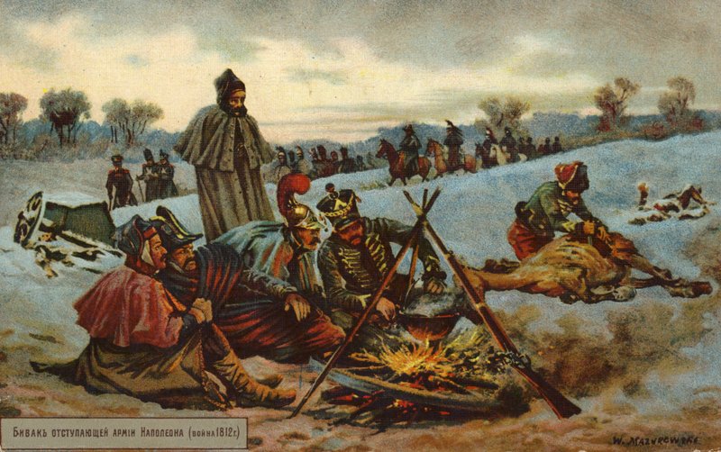 Napoleons trækker sig tilbage fra Moskva af Russian School