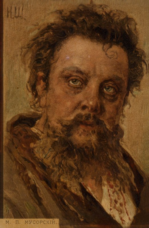 Portræt af Modest Mussorgsky af Russian School