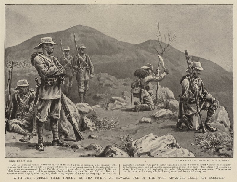 Med Kurram Field Force, Gurkha Picket ved Dawaba, en af de mest avancerede stillinger endnu besat af S.T. Dadd