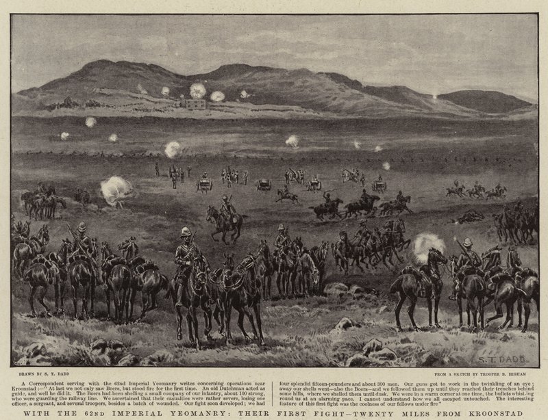 Med den 62. Imperial Yeomanry, deres første kamp, 20 miles fra Kroonstad af S.T. Dadd